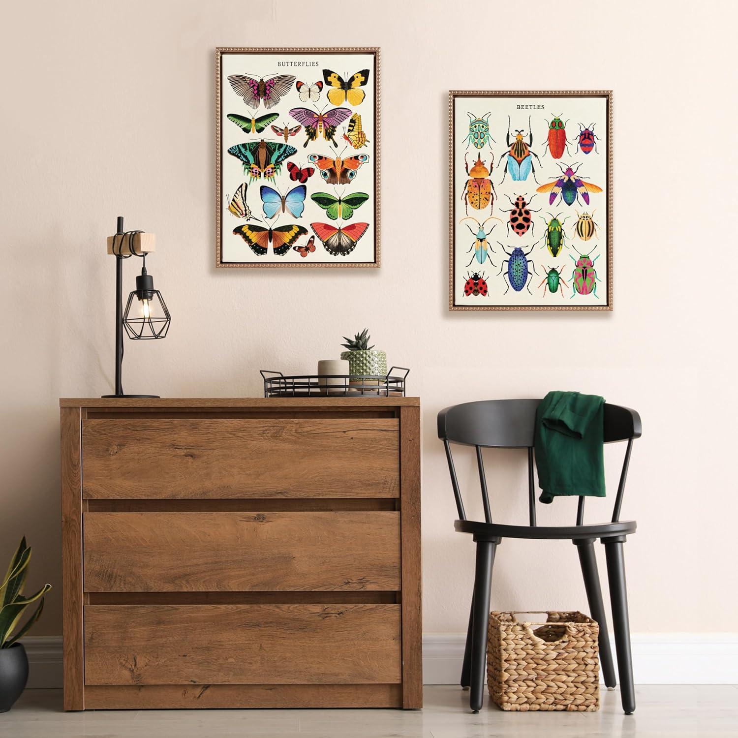 18"x24" Sylvie Beaded Butterflies Framed Canvas by Tania Garcia Gold - Kate & Laurel All Things Decor