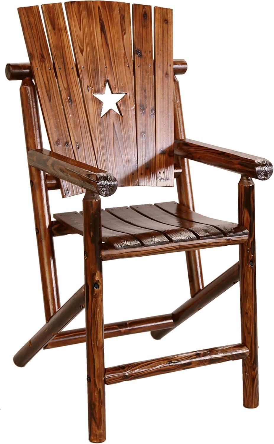 Leigh Country Char-log Outdoor Bar Height Arm Chair W/Star Brown