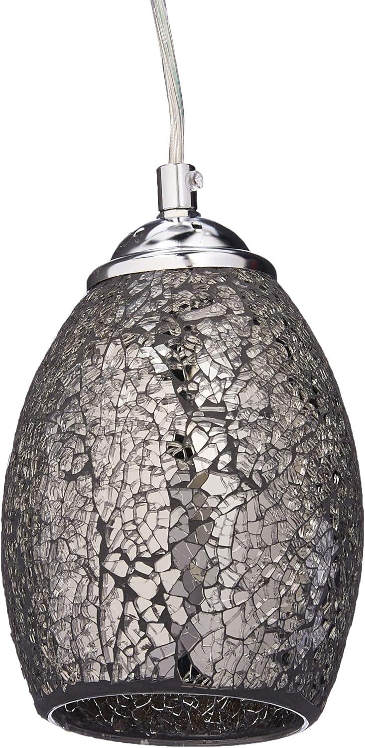 Melia Contemporary Chrome Mini Pendant Light with Glass Mosaic