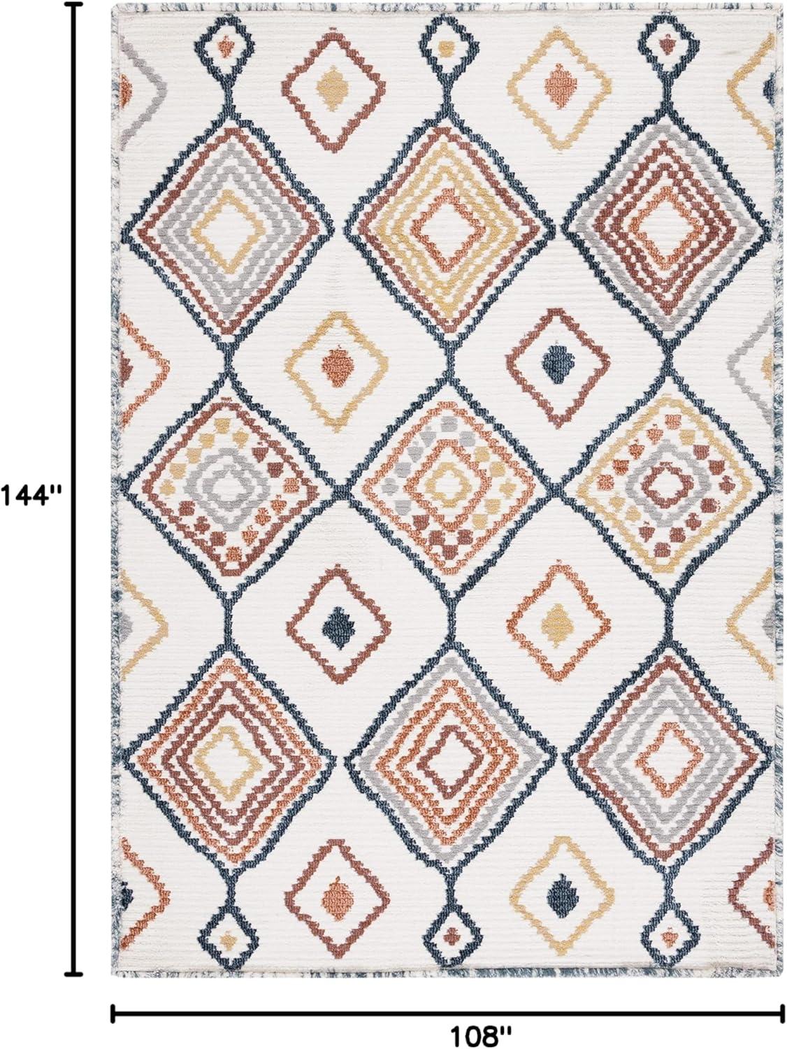 SAFAVIEH Marrakesh Augustin Southwestern Polyester Area Rug, Ivory/Multi, 9' x 12'