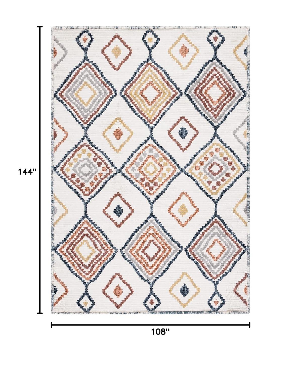 SAFAVIEH Marrakesh Augustin Southwestern Polyester Area Rug, Ivory/Multi, 9' x 12'