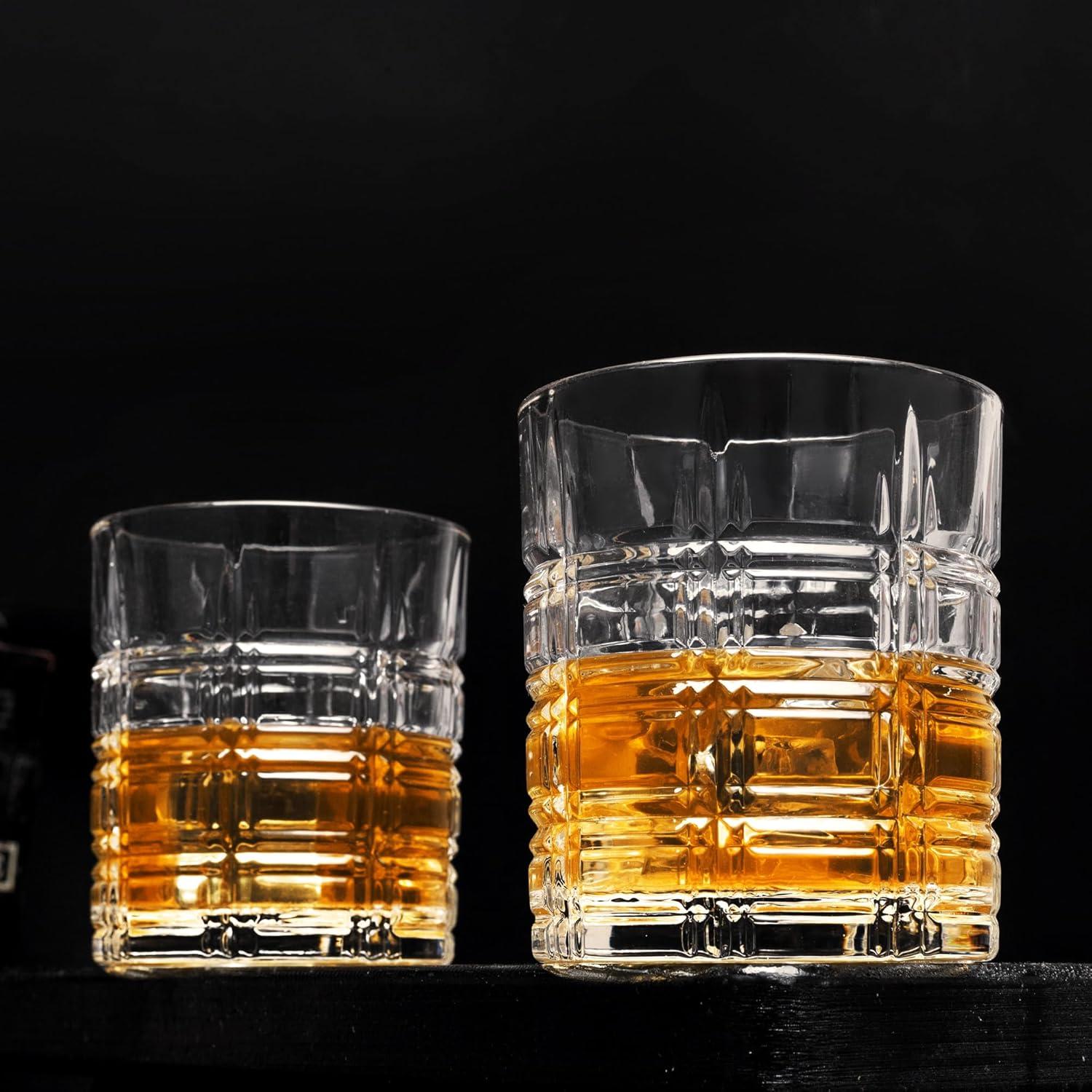 KANARS Whiskey Glasses Set of 4, 10 oz Rocks Glassware for Scotch Bourbon Liquor, Whisky Tumbler