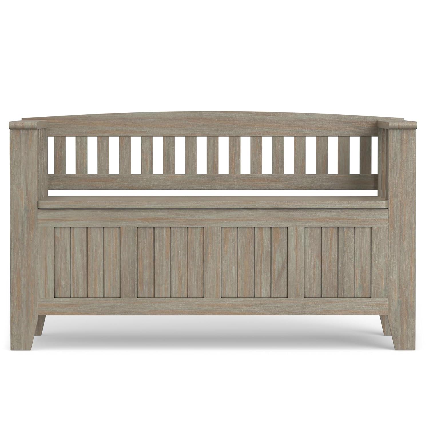 Simpli Home Acadian Solid Wood Entryway Storage Bench with Lift-Top Lid and Dual Compartments