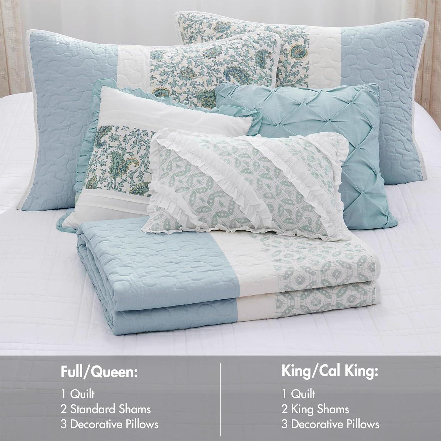 Madison Park Dawn 6 Piece Cotton Percale Quilt Set with Throw Pillows
