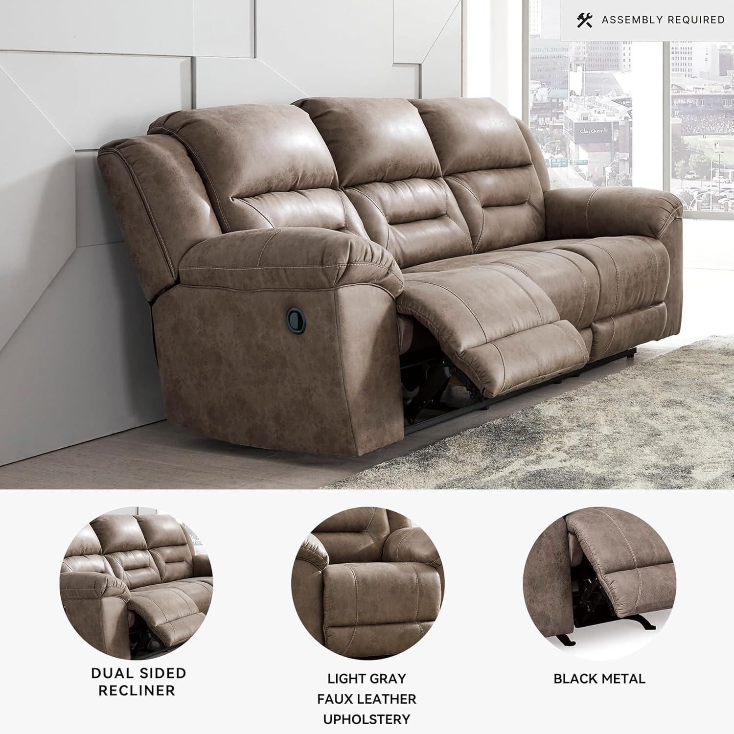 Signature Design by Ashley Stoneland Reclining Sofa in Light Brown