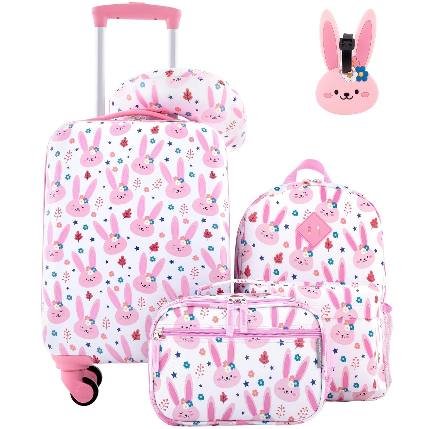 Travelers Club Kids' 5pc Hardside Checked Spinner Luggage Set - Bunny
