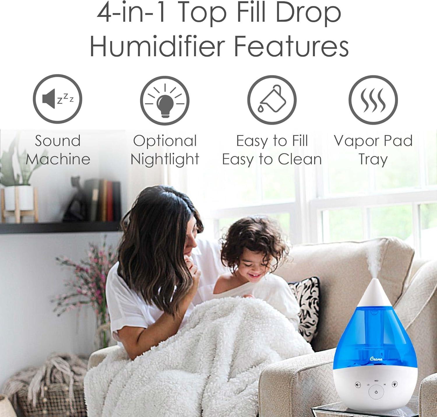 Crane Drop 4-in-1 Ultrasonic Cool Mist Humidifier with Sound Machine - 1gal