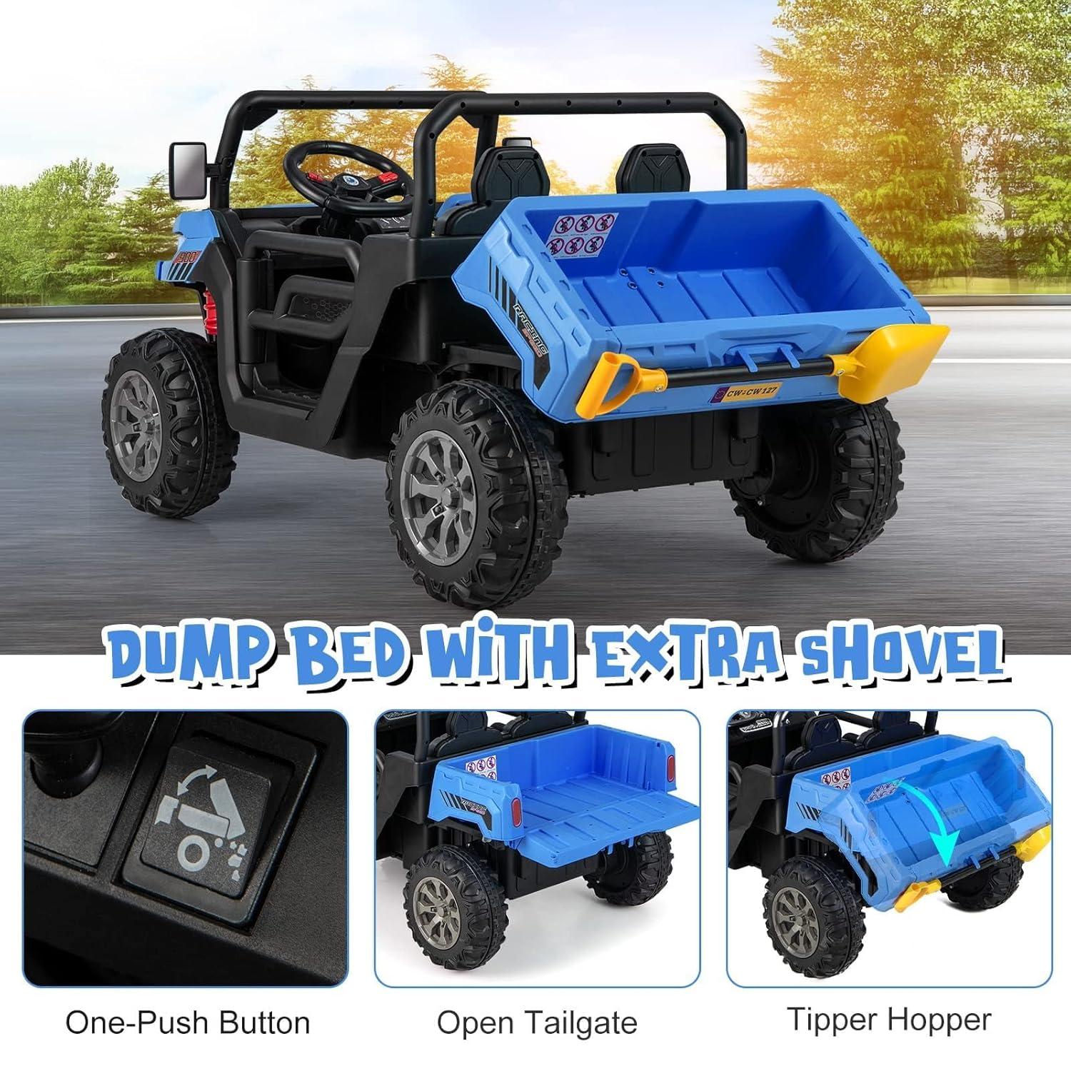Himimi Delia Himimi 24 Voltage  Ride On Dump Truck, 2 Seater Kids UTV with Electric Dump Bed, Remote Control