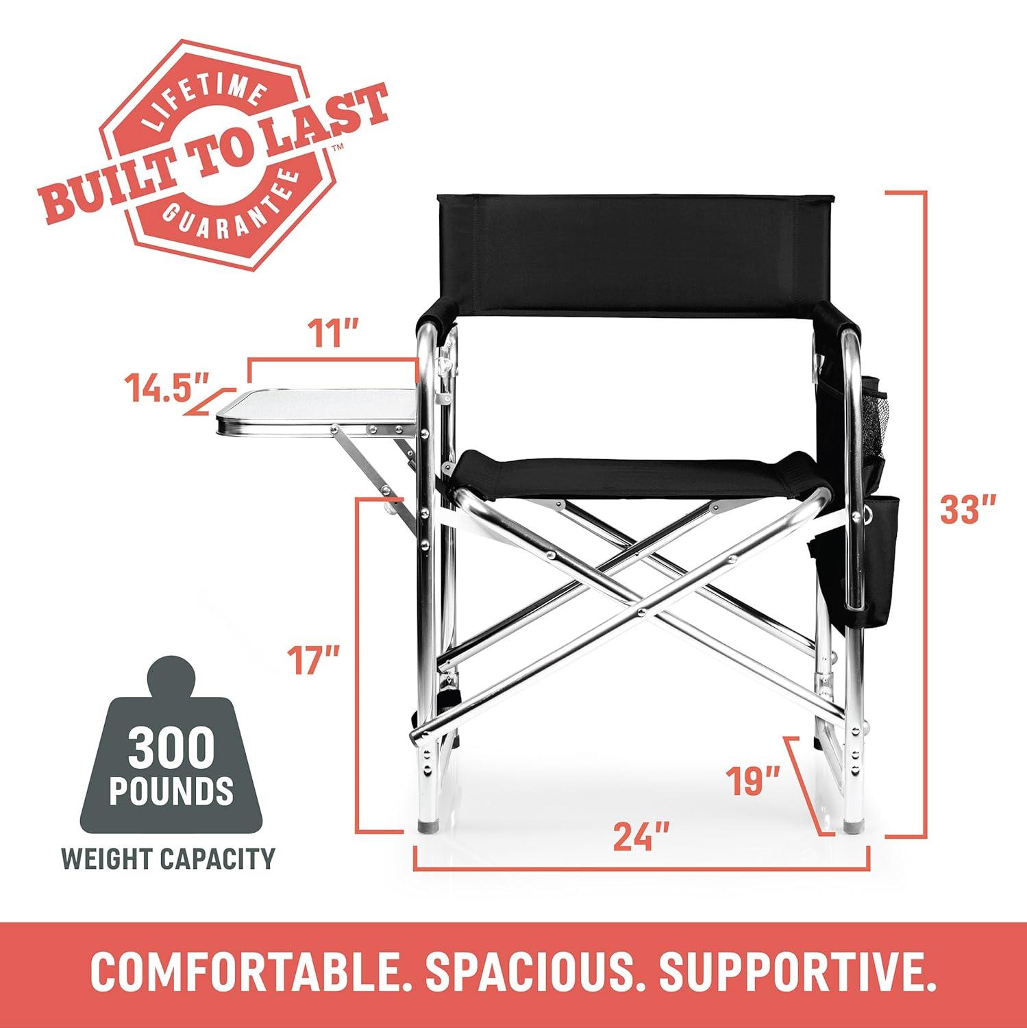 Picnic Time Sports Outdoor Portable Camp Chair with Side Table