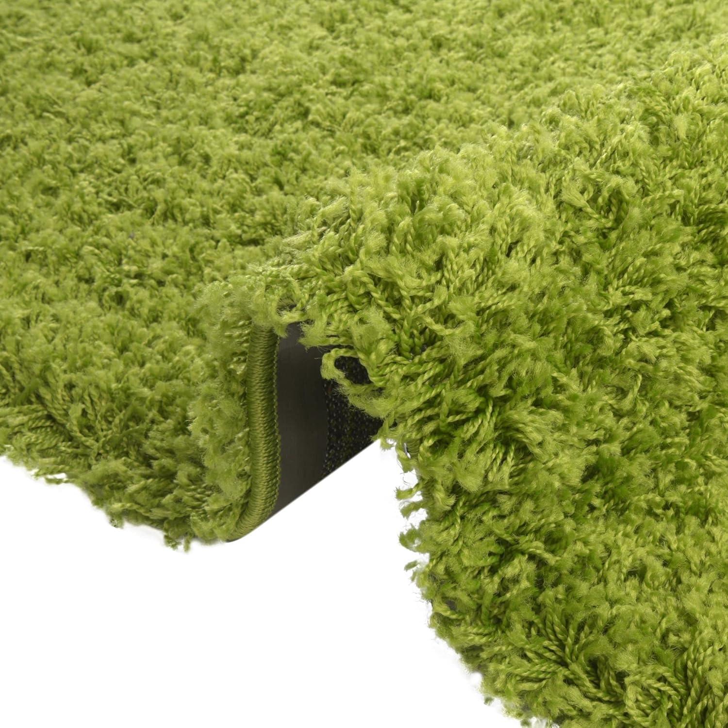 Rugs.com Solid Shag Collection Rug – 5' x 8' Grass Green Shag Rug Perfect For Bedrooms, Dining Rooms, Living Rooms