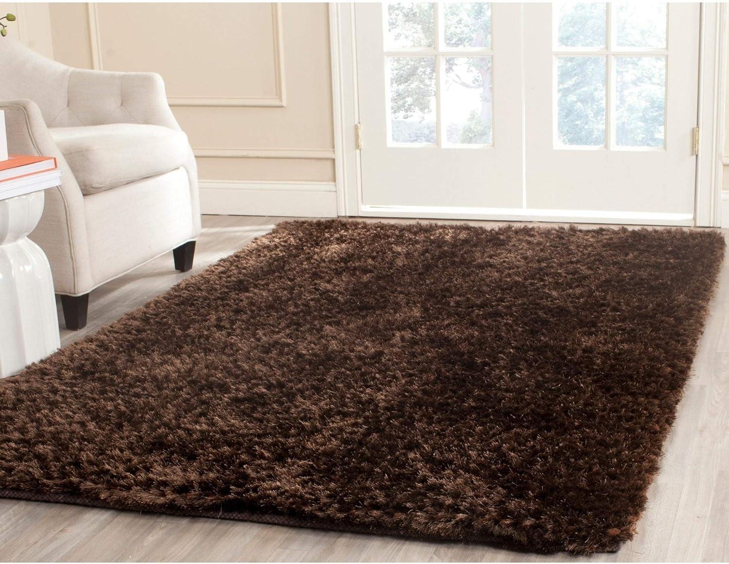 Saint Tropez Shag STS641 Hand Woven Area Rug - Chocolate - 5'x8' - Safavieh.