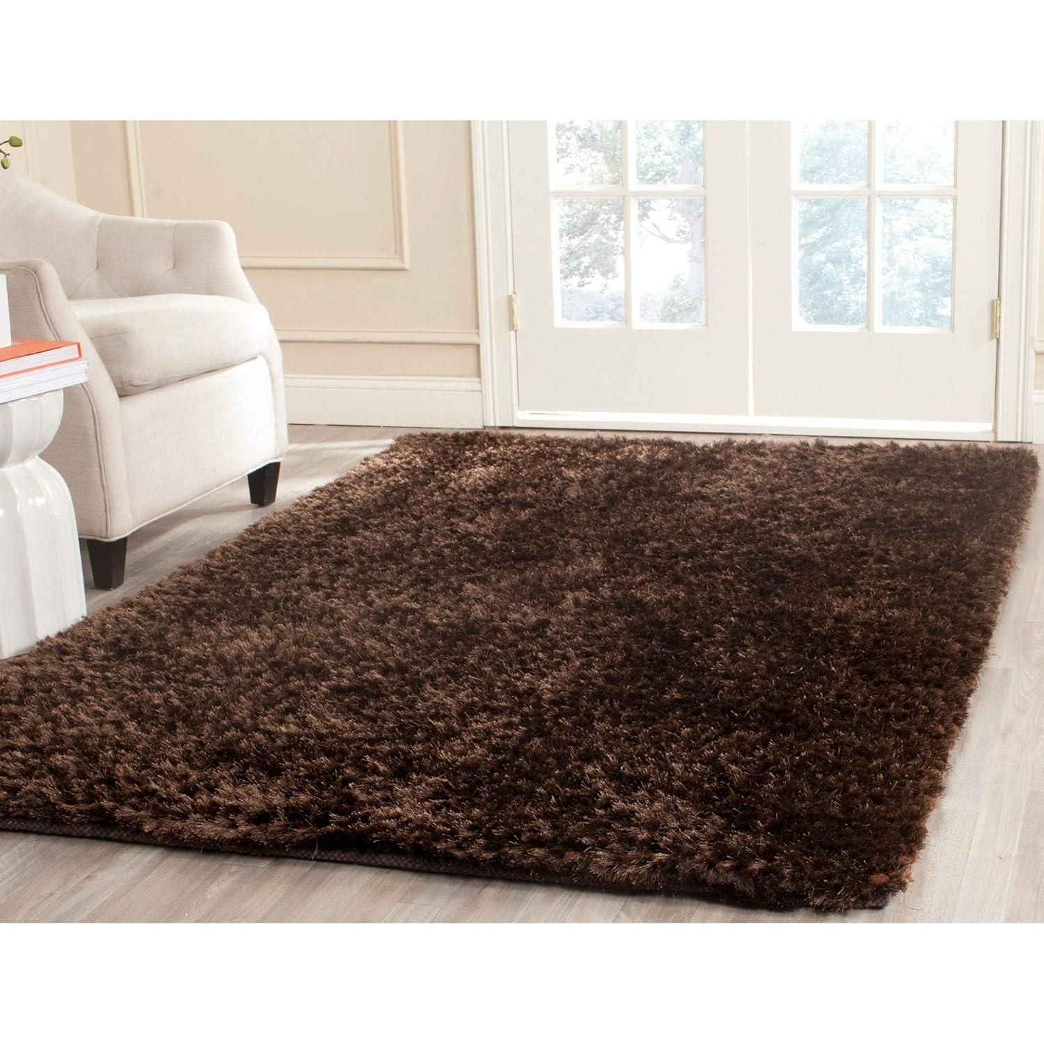 Saint Tropez Shag STS641 Hand Woven Area Rug - Chocolate - 5'x8' - Safavieh.