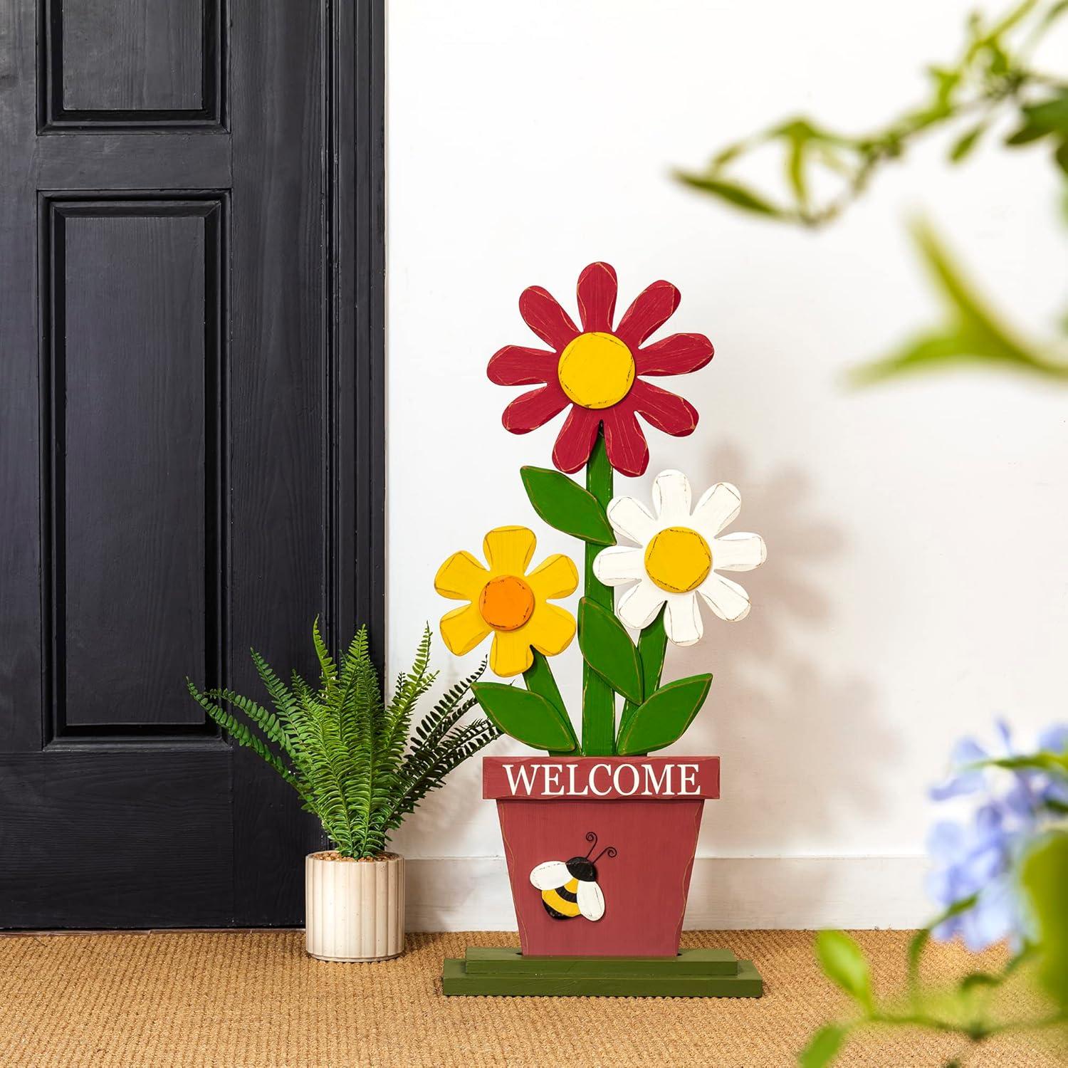 30-Inch Multicolor Wood Outdoor Welcome Porch Sign