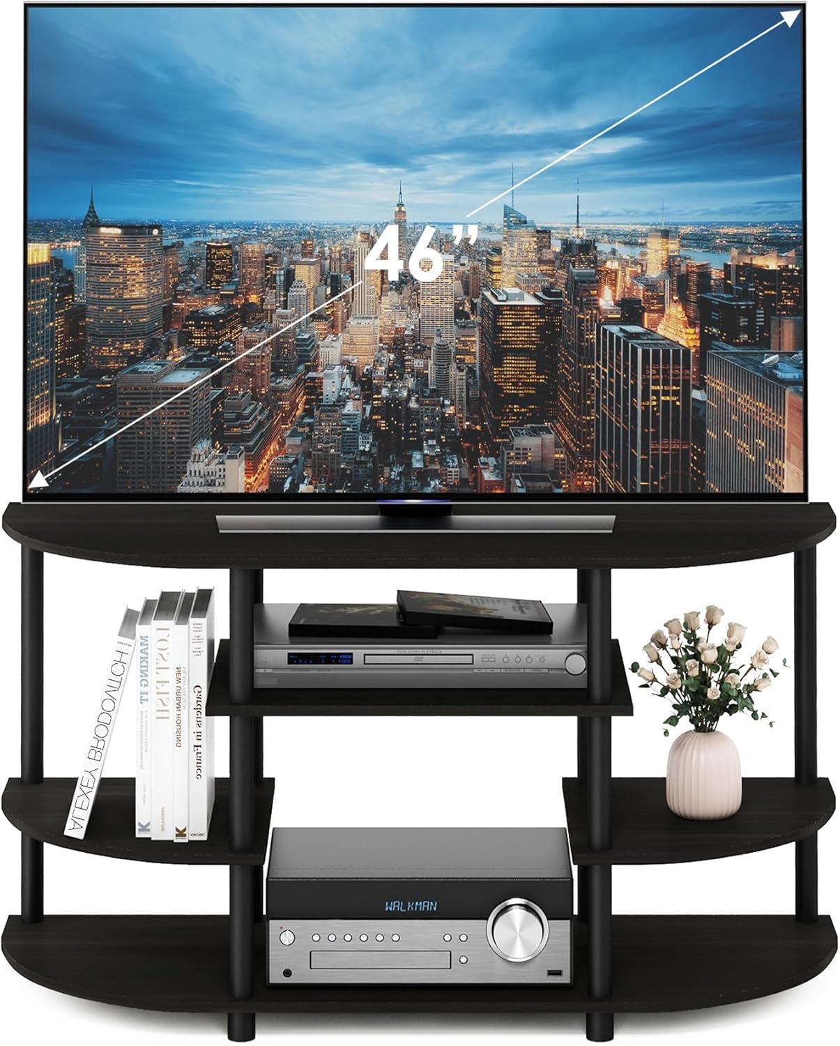Furinno Simple Design TV Stand for TVs up to 44" Console Table Media Entertainment Center Bookcase Shelves for Living Room,Espresso