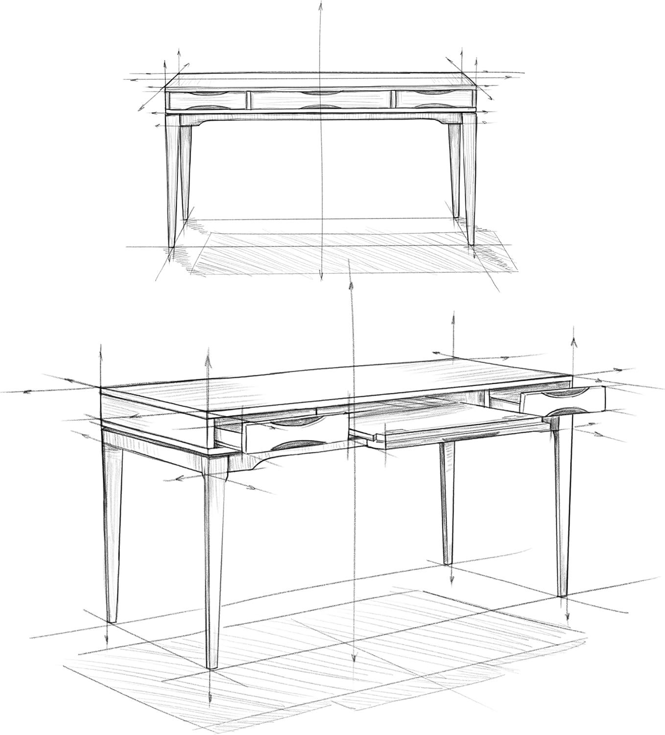 Simpli Home Harper Solid Wood Desk, Contemporary Style with Keyboard Tray and Storage