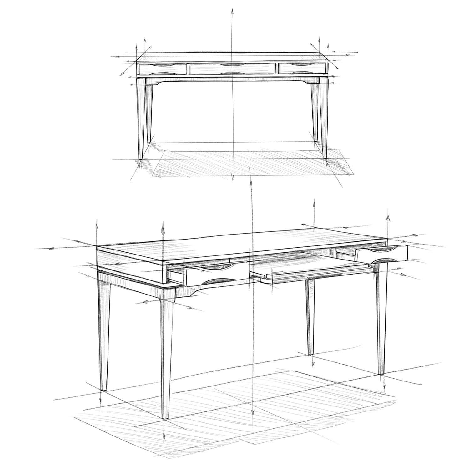 Simpli Home Harper Solid Wood Desk, Contemporary Style with Keyboard Tray and Storage