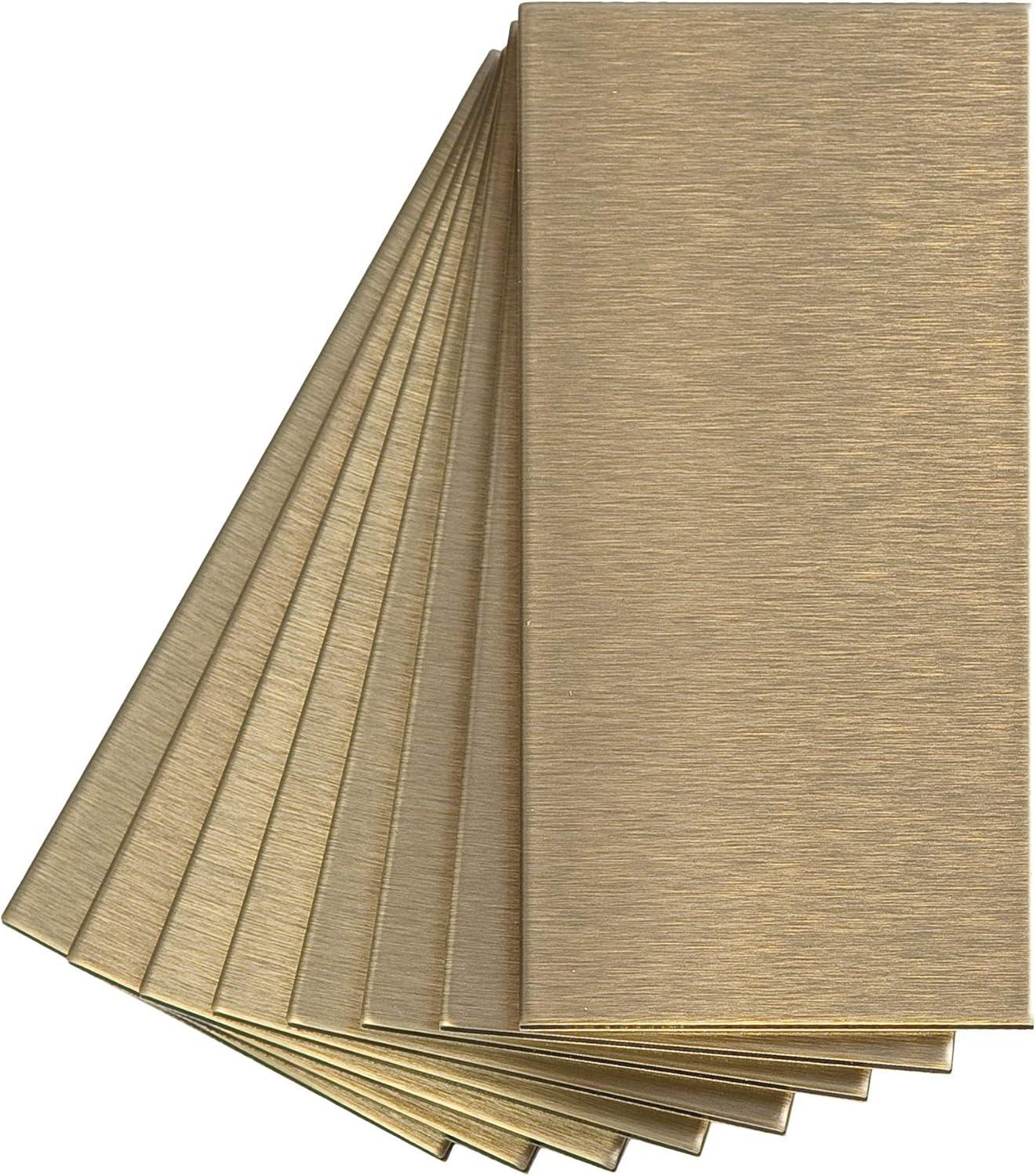 Champagne Short Grain 3" x 6" Peel and Stick Metal Backsplash Tiles