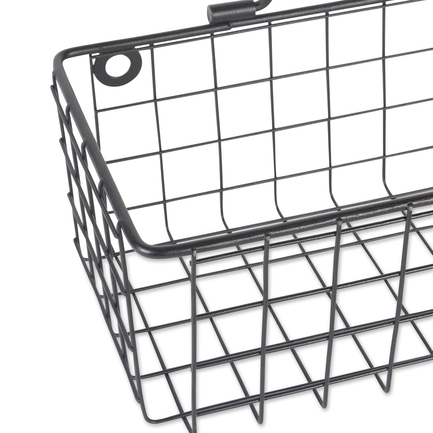 Small Black Wire Wall Basket Set/2