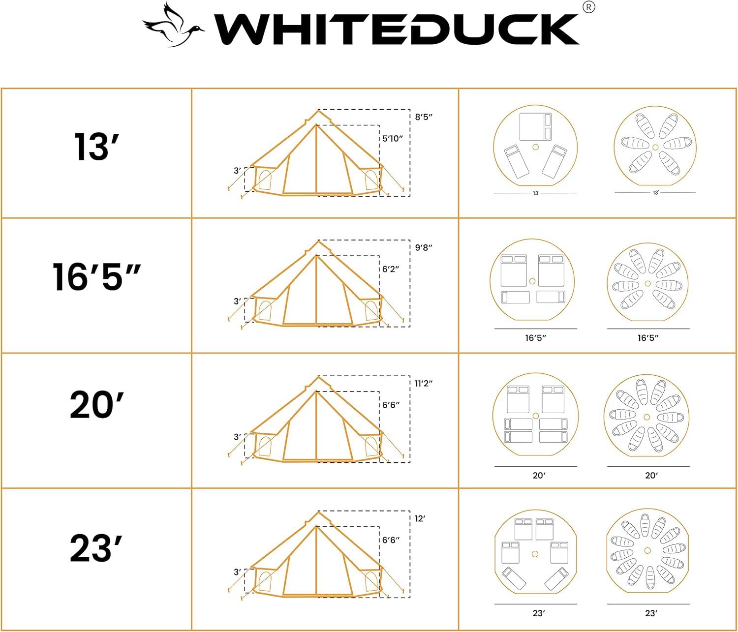 White Duck Outdoors 13ft Avalon Bell Tent (Fire & Water Repellent)