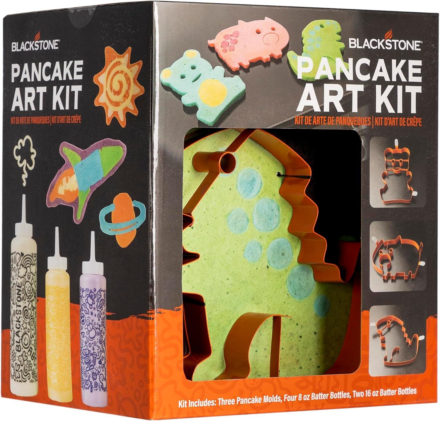 Blackstone 5251 9 Piece Pancake Art Kit Four 8 Oz Squeeze Bottles, Two 16 Oz Squeeze Bottles, 3 Animal Shaped Pancake Molds (Dinosaur, Bear and Pig) - Cooking Accessory Shapers for Kids and Adults