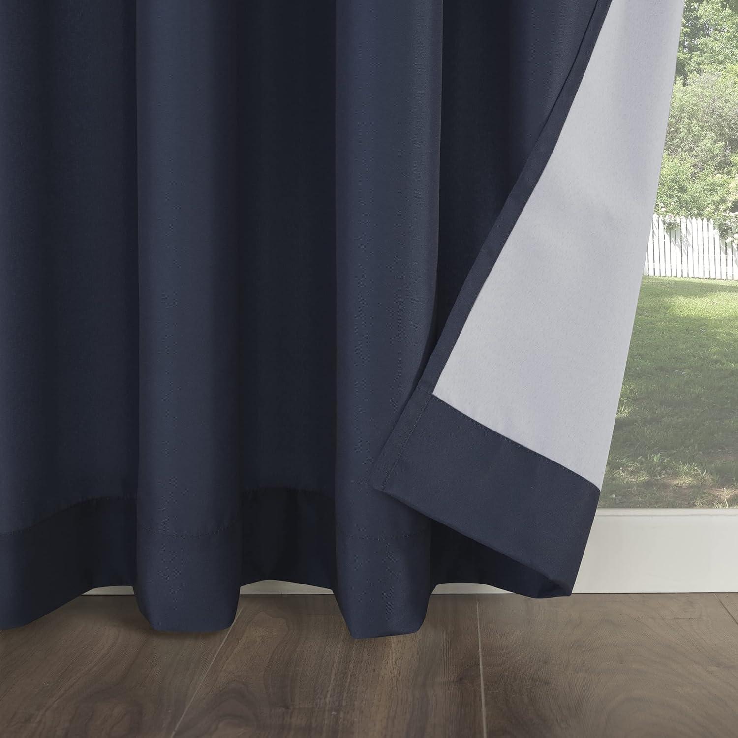 84"x54" Sailor Indoor/Outdoor UV Protectant Room Darkening Grommet Top Curtain Panel Dark Blue - Sun Zero: Living Room & Outdoor Use