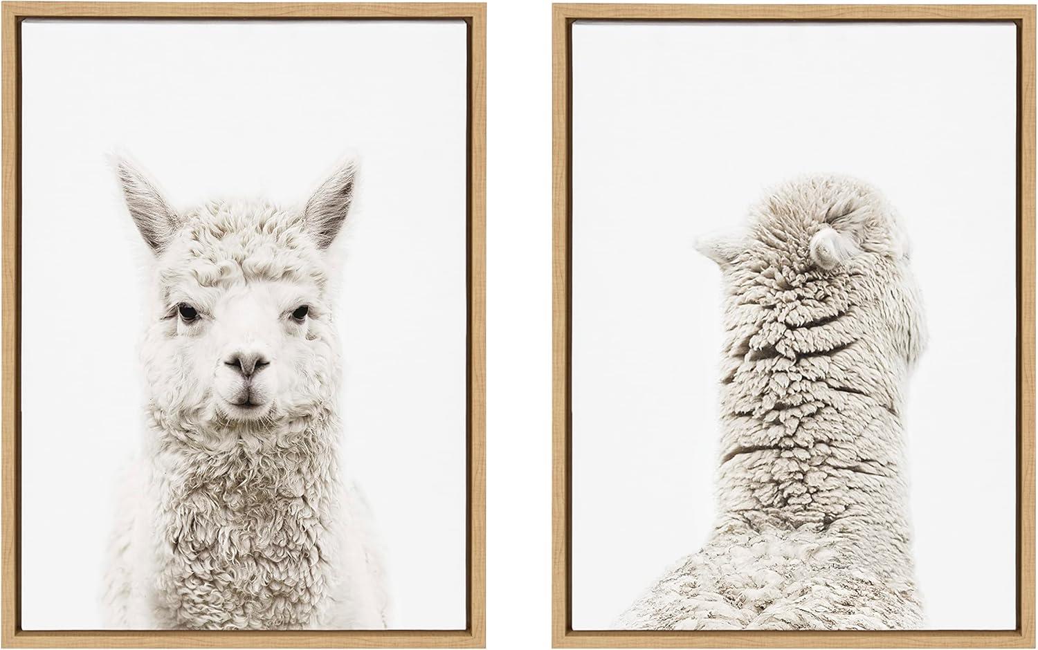 (Set of 2) 18" x 24" Sylvie Alpaca Back Framed Canvas Art by Amy Peterson - Kate & Laurel All Things Decor