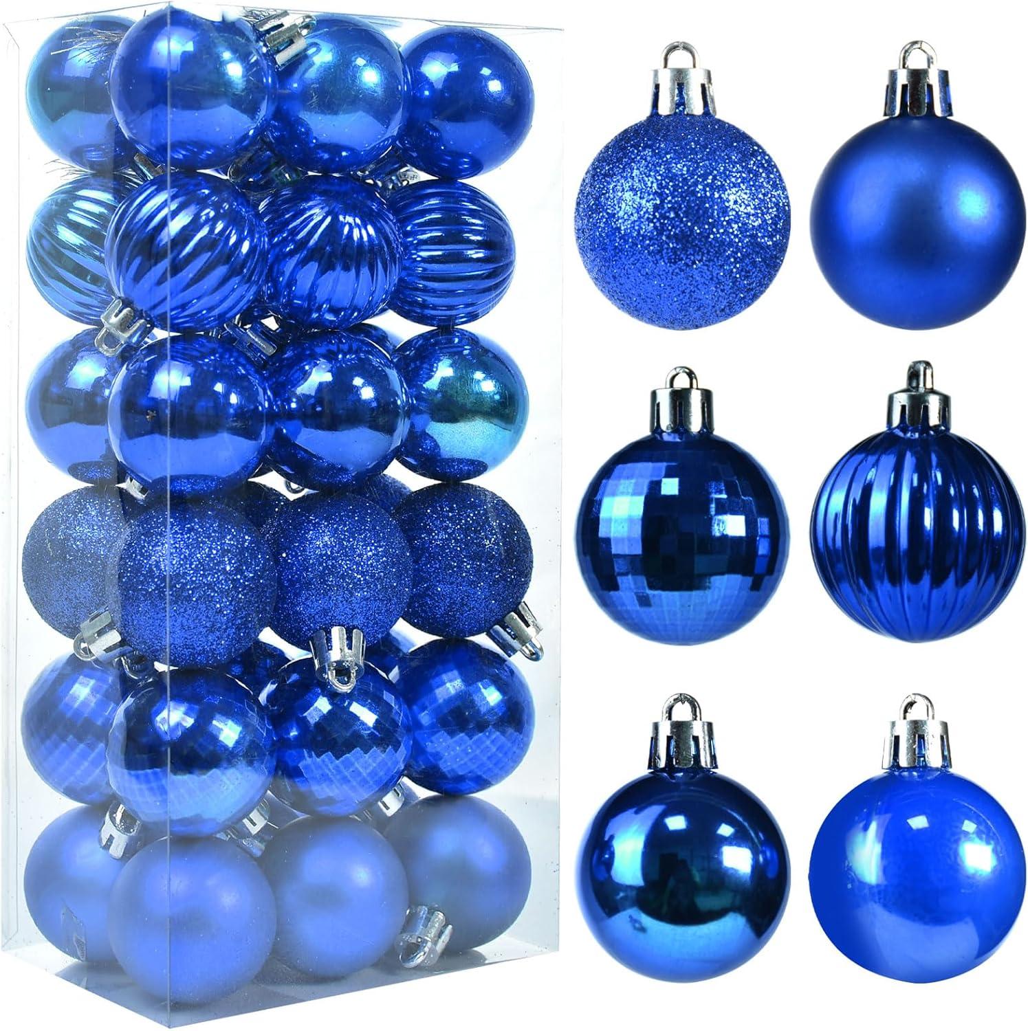 Hxoliqit,36Pcs Christmas Ornaments For Xmas Tree Plastic Mini Shatterproof Hanging Kit Wedding Party,Blue,Wreaths For Front Door