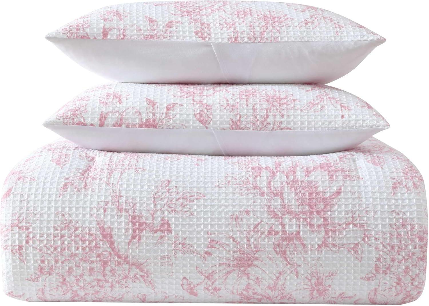 Laura Ashley Laura Ashley Delphine Waffle Pink Comforter Set