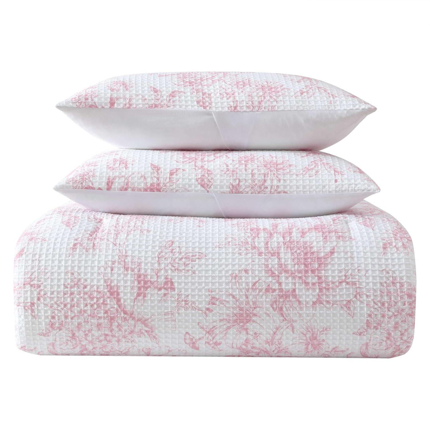 Laura Ashley Laura Ashley Delphine Waffle Pink Comforter Set
