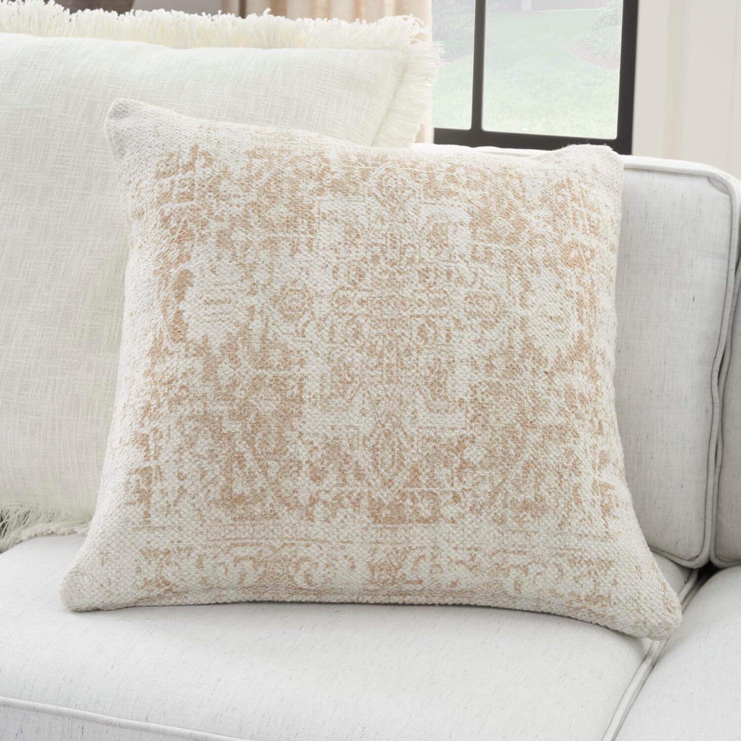 20"x20" Oversize Nicole Curtis Vintage Medallion Indoor Square Throw Pillow Ivory/Navy - Nicole Curtis: Handmade, 100% Cotton, Zipper Closure