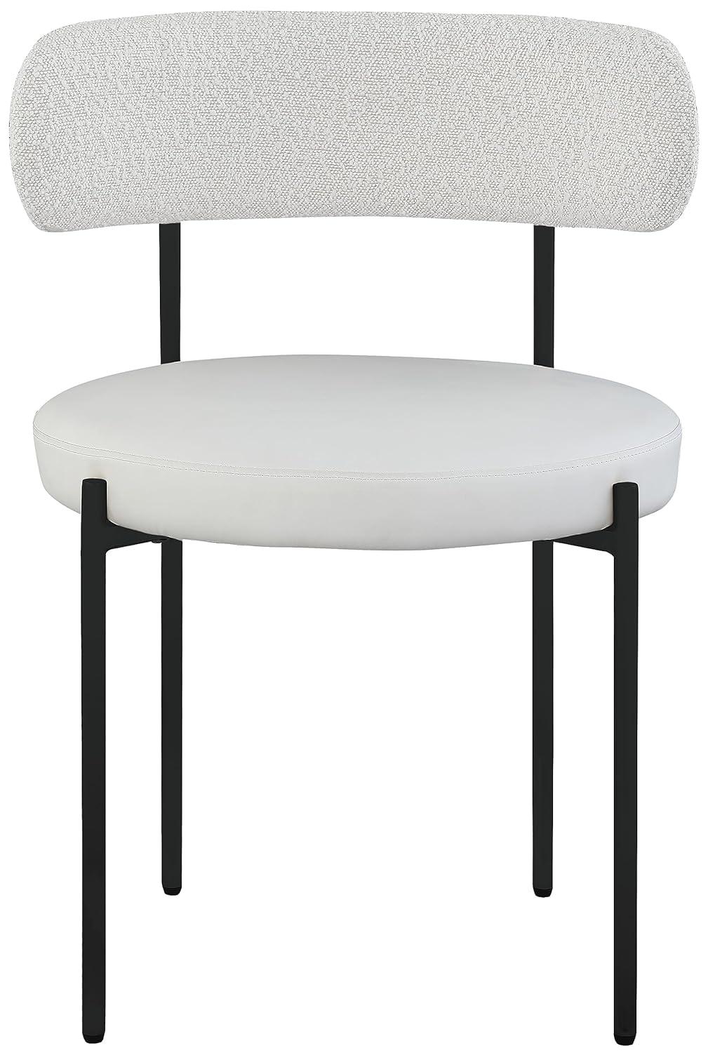 Beacon Cream Boucle Fabric Dining Chair with Black Metal Frame, Set of 2