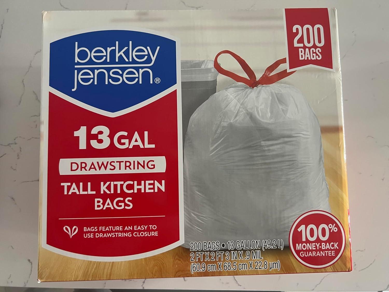 Berkley Jensen 13-Gallon White Drawstring Kitchen Trash Bags