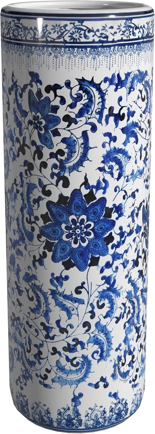 Oriental Furniture 24 in. Blue & White Umbrella Stand