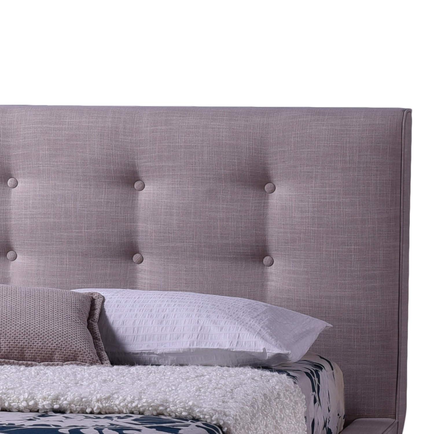 King Jonesy Scandinavian Style Mid-Century Fabric Upholstered Platform Bed Beige - Baxton Studio