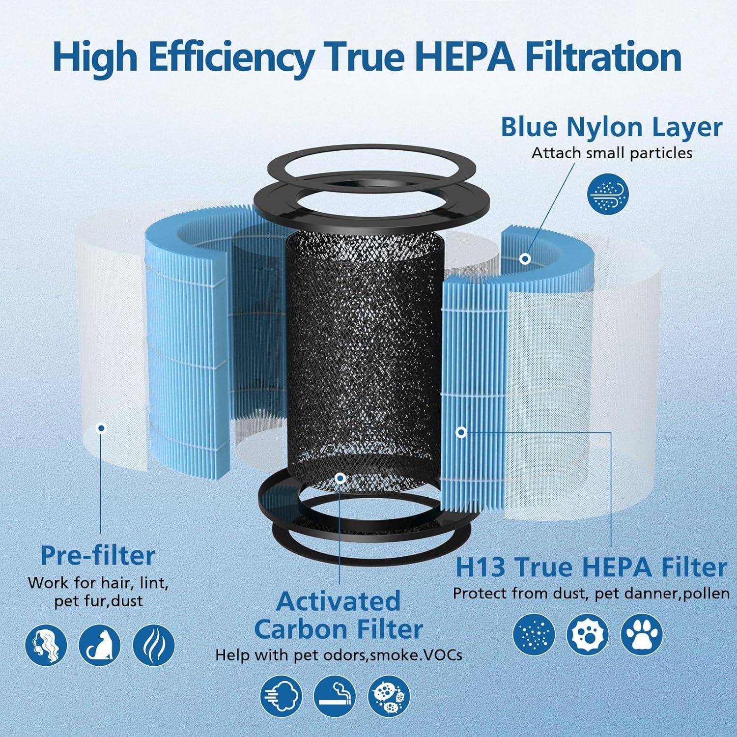 Nispira AP0601 2-in-1 True HEPA Filter Replacement for AirTok Air Purifier AP0601-RF | Remove Particle Size down to 0.1 microns | 2 Packs