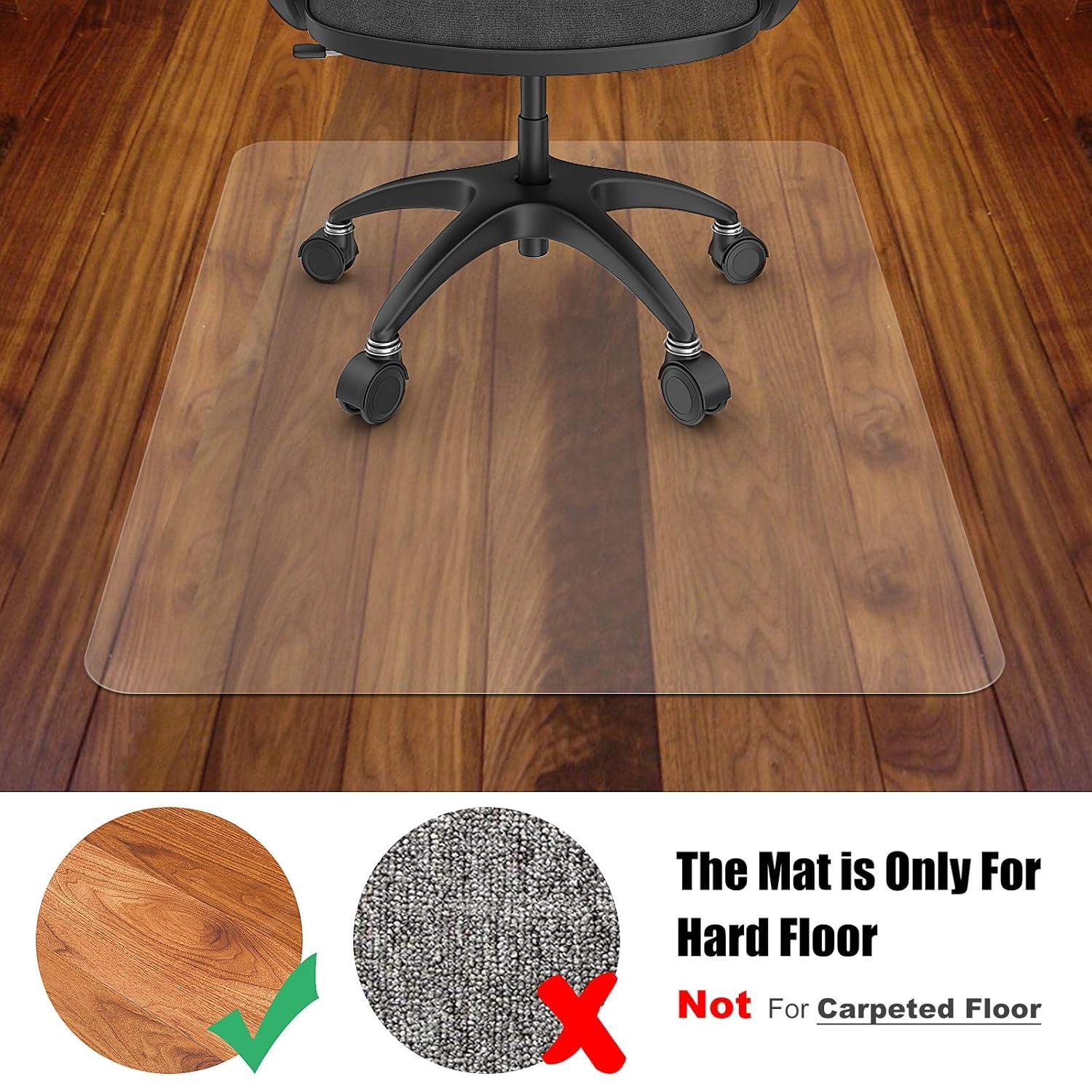 kibhous Office Mat for Hardwood Floor, 36" x 48" Rectangle Clear Chair Mat ,Matte, PVC
