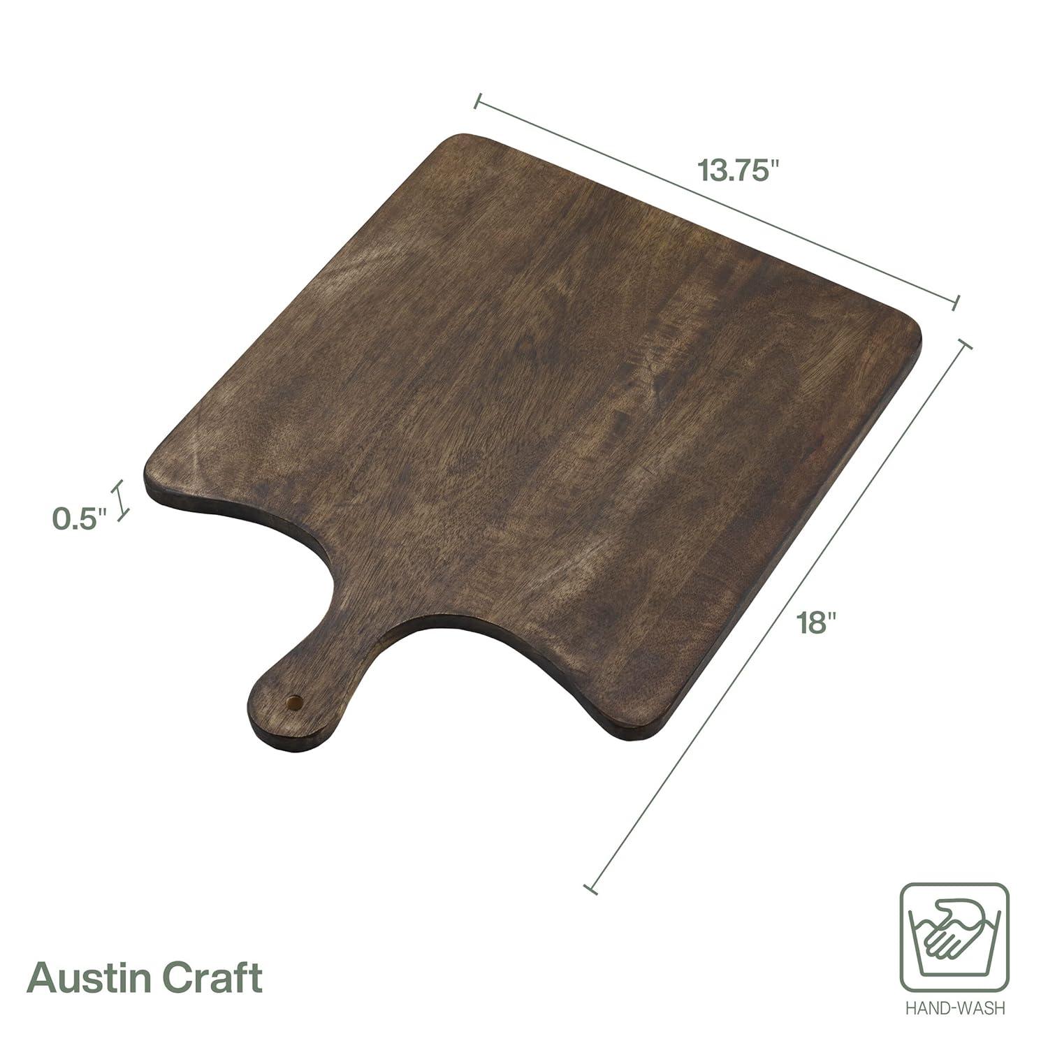 Fitz and Floyd Fitz and Floyd Austin Craft Maryn Mango Wood Paddle Cheese Charcuterie Serving Board, 18-Inch