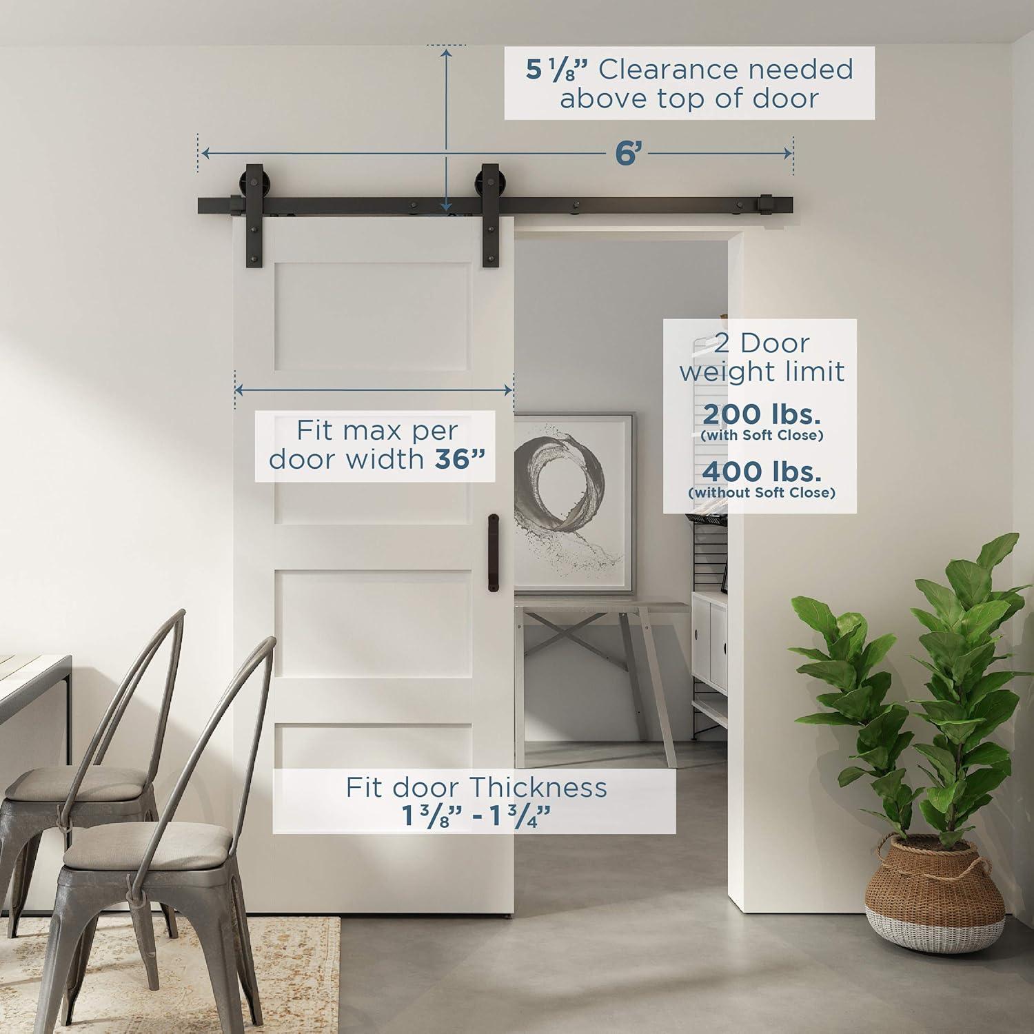 National Hardware 72" Designer Interior Barn Door Kit with Soft Close