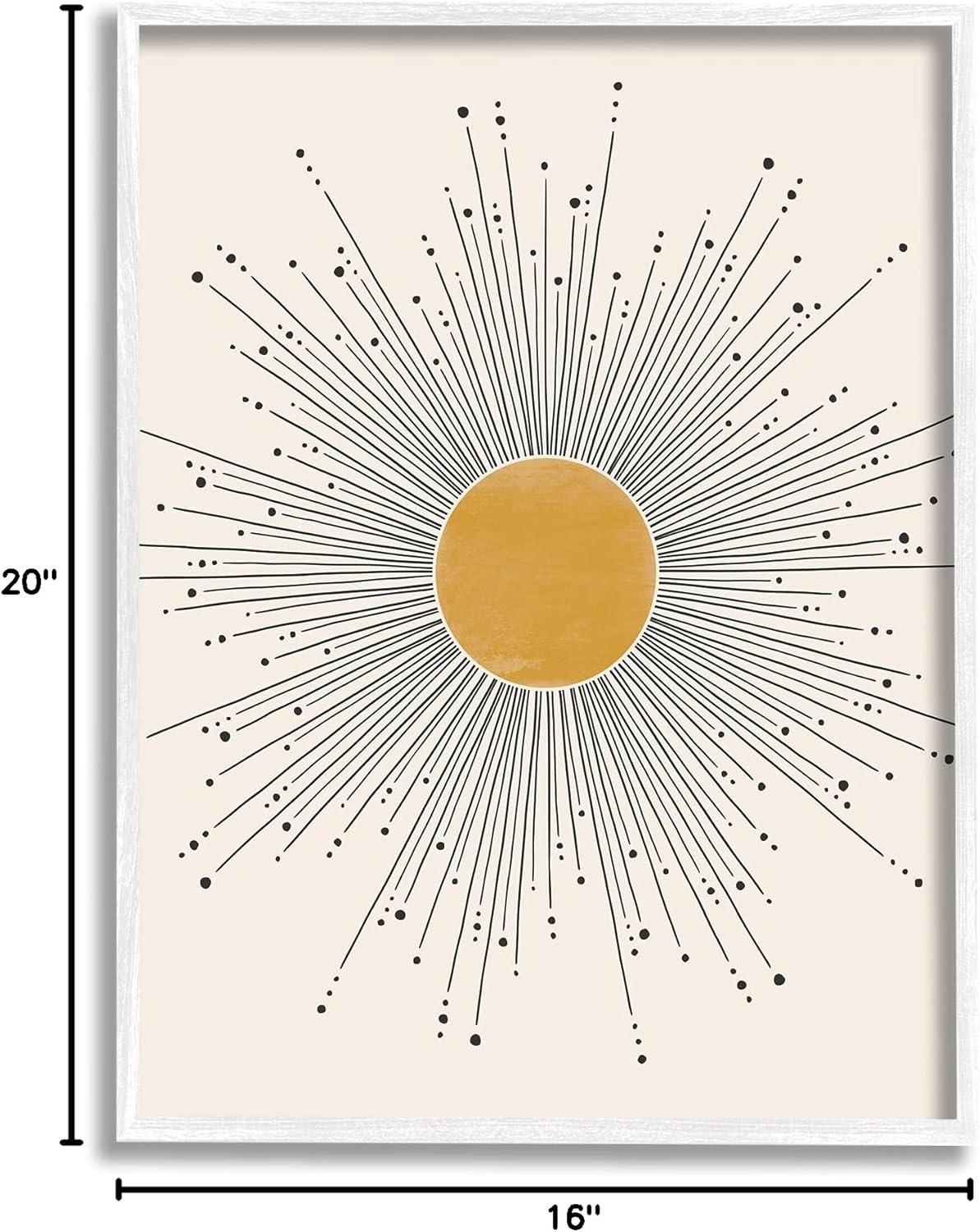 White Framed Geometric Sunburst Art Print, 16 x 20