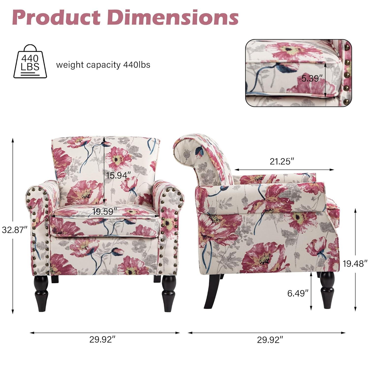 Floral Pattern Blue and White Barrel Accent Chair Set