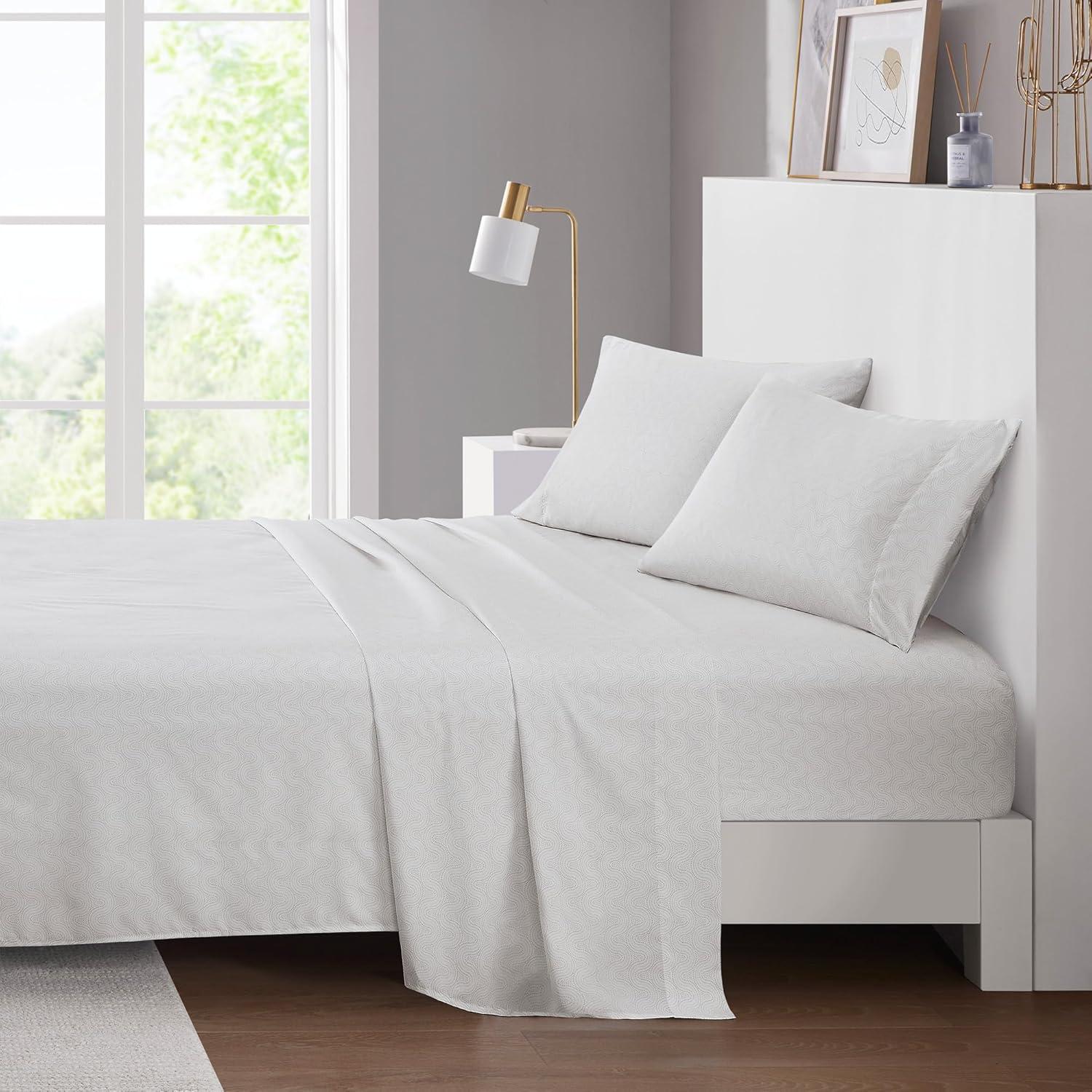 Intelligent Design Queen Print Microfiber All Season Soft Wrinkle Free Sheet Set Beige: Machine Washable, Elastic Fitted Sheet, OEKO-TEX Certified