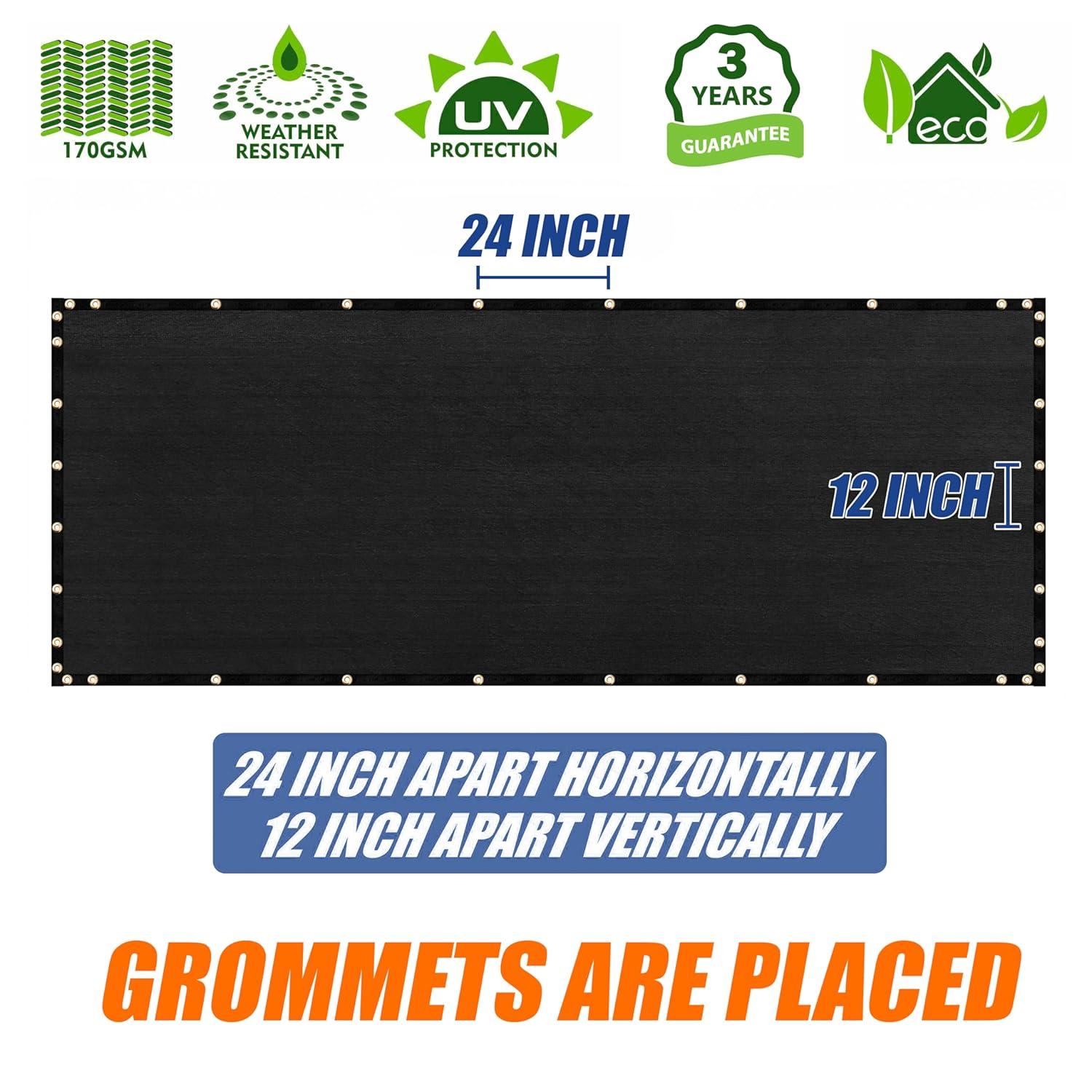 Amgo Fence Privacy Screen Heavy Duty Windscreen with Bindings & Grommets