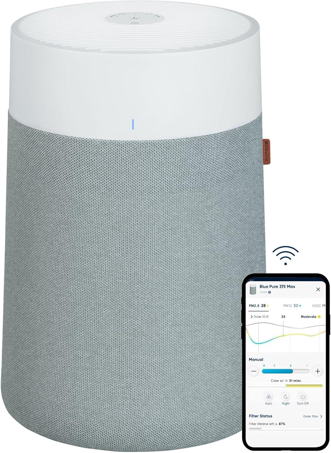 Blueair Pure 311i Max 100 - 120V PAC Filter Fog: HEPA Air Purifier, Smartphone App Control, Quiet, Energy Star Certified