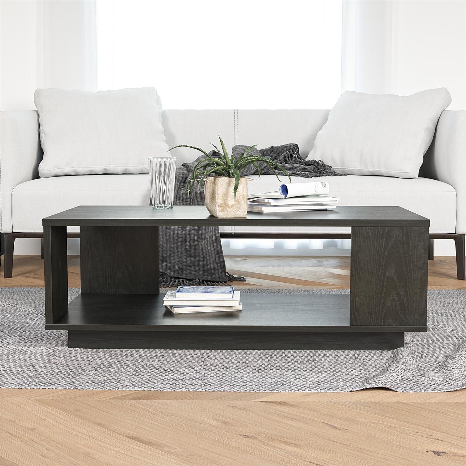 Black Oak Minimalist MDF Rectangle Coffee Table