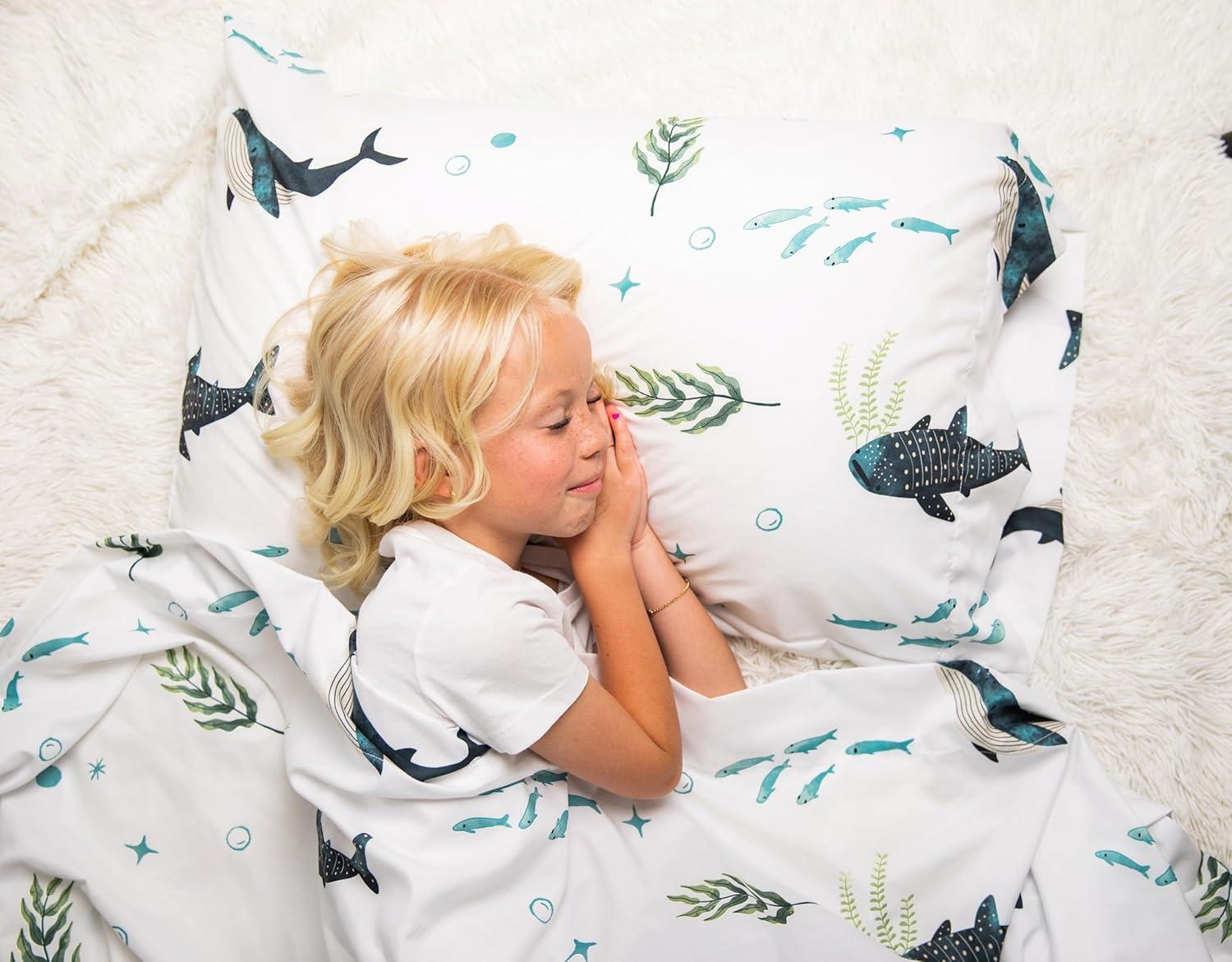 Nautical Ocean Full Size 4-Piece White and Blue Kids Bedding Set