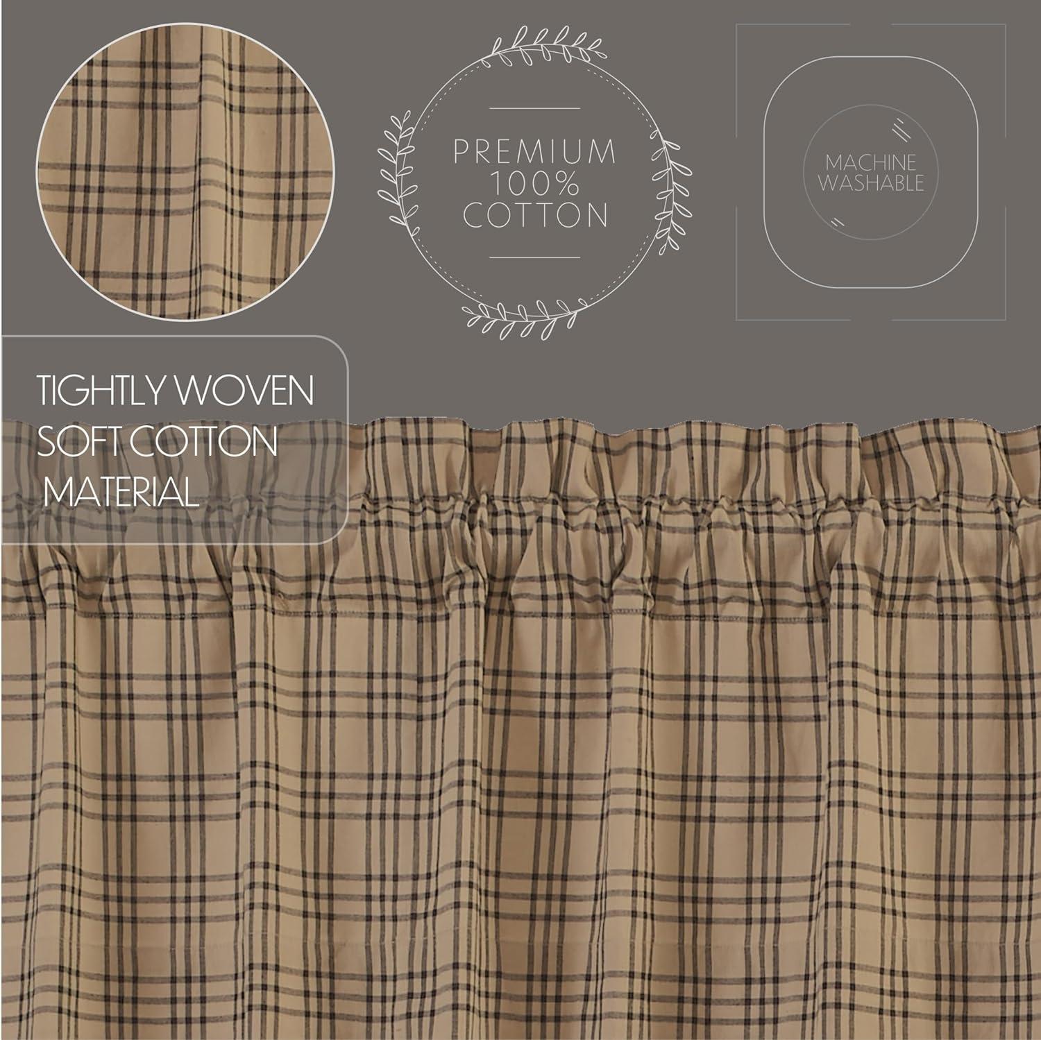 Sawyer Mill Charcoal Plaid Cotton Rod Pocket Valance, 16x60 Inches