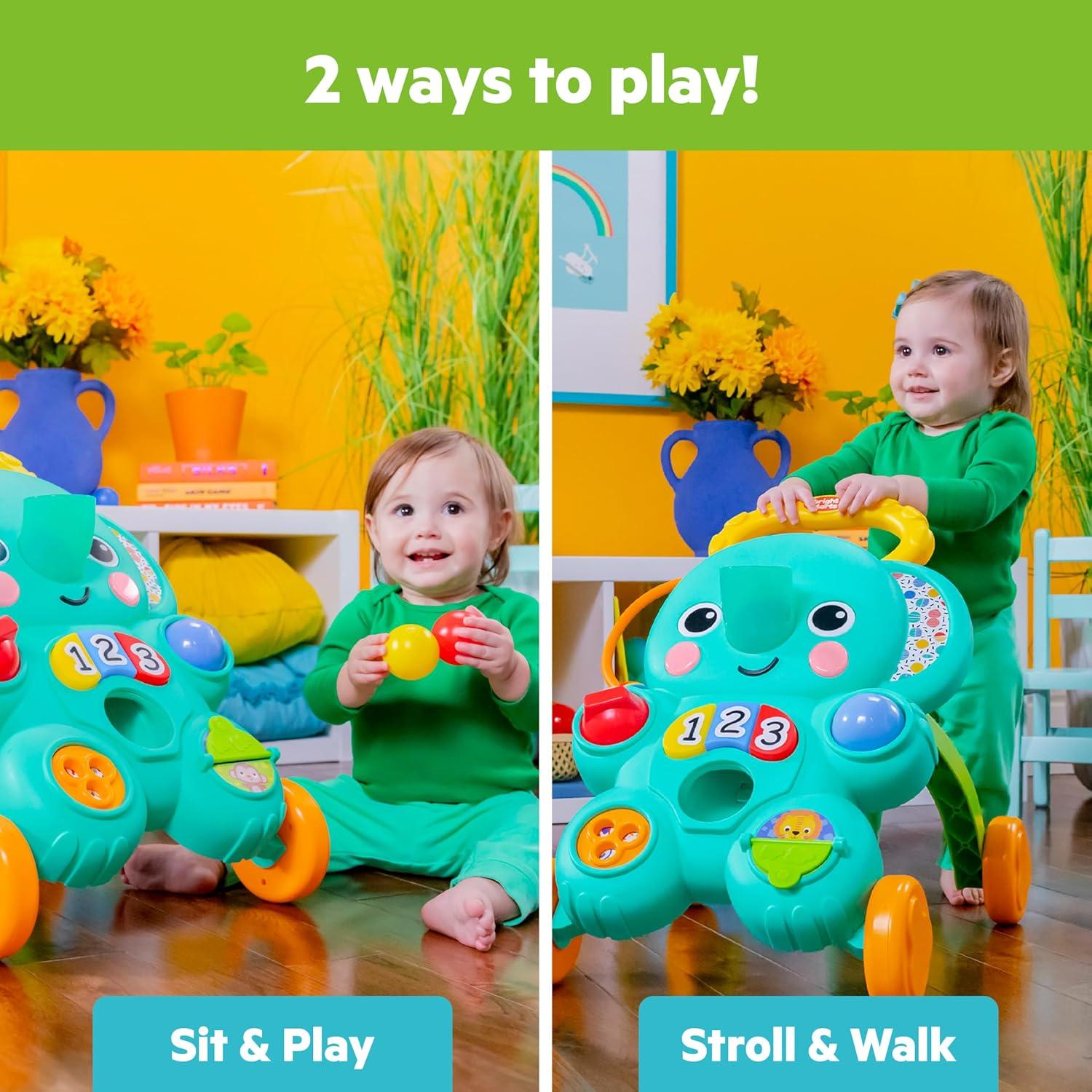 Bright Starts Stroll 'n Roll 2-in-1 Ball Play Baby Walker Elephant