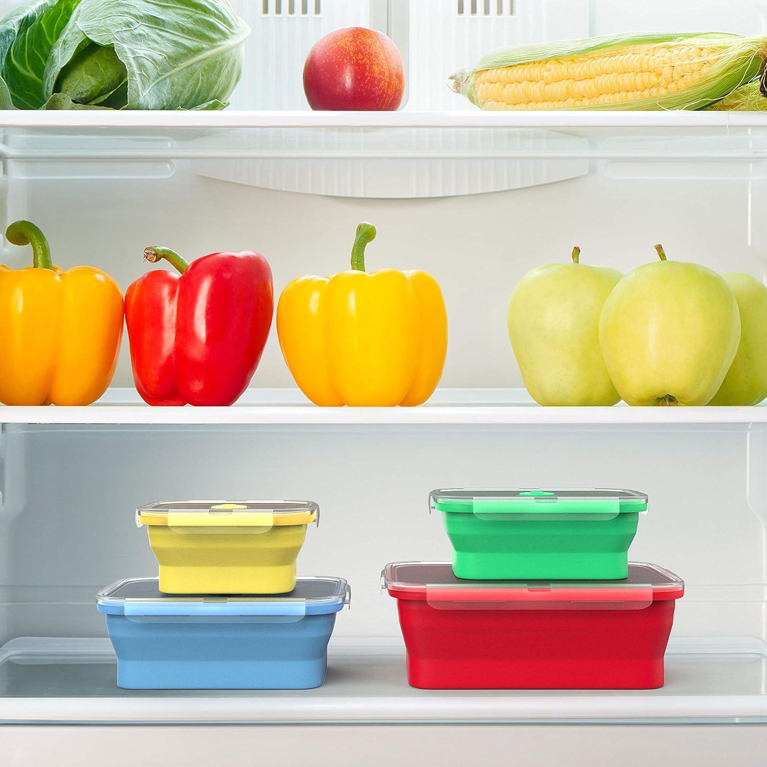 Vremi Multicolor Silicone Collapsible Airtight Food Storage Container (4 Count)