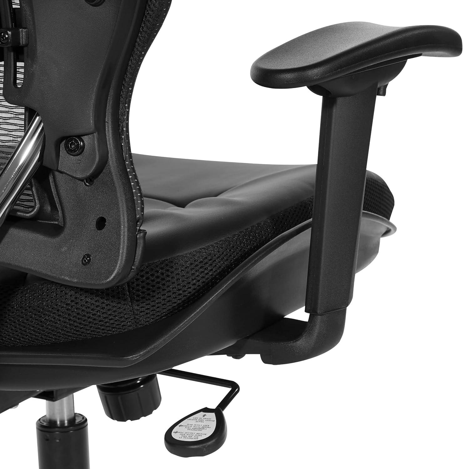 Air Grid Black Back Office Chair with Bonded Leather Seat