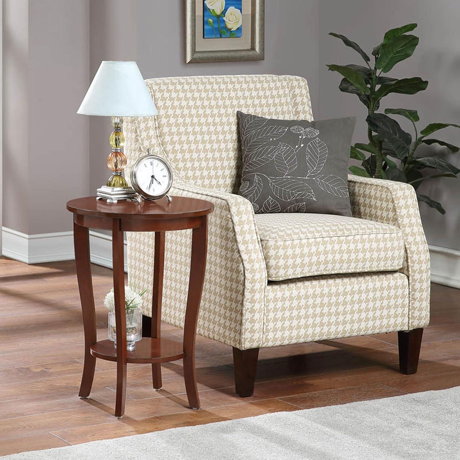Elegant Mahogany Round End Table with Lower Shelf, 18"